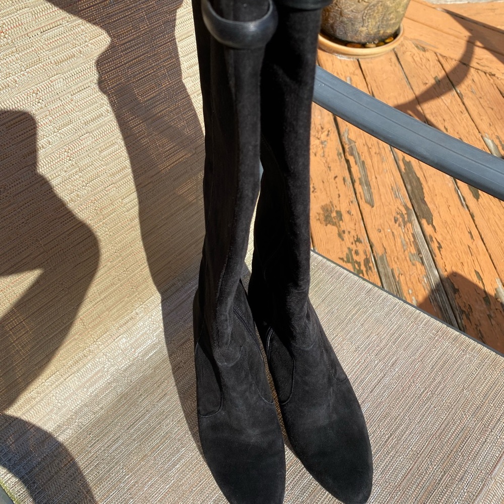 Black suede knee high boots wide calf
